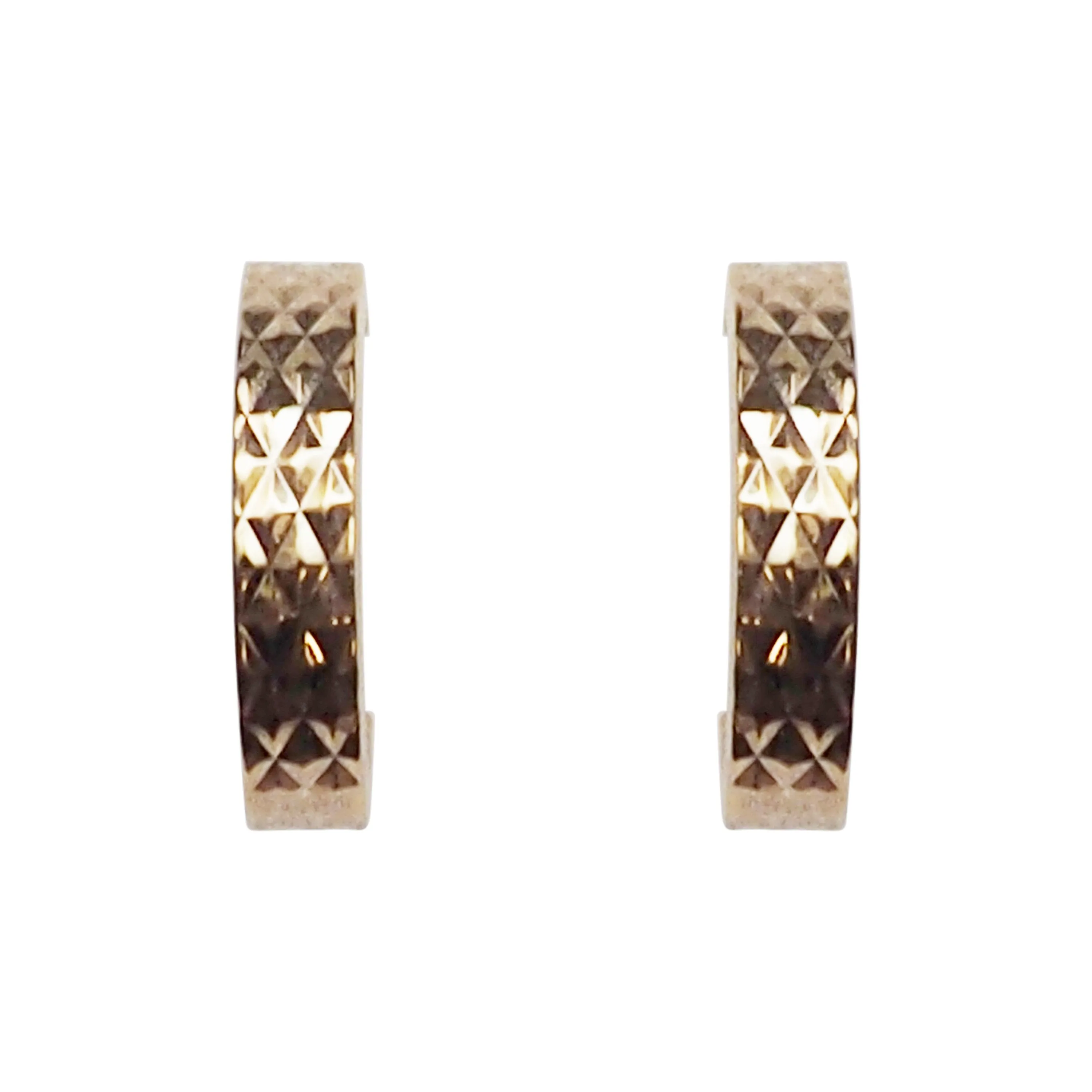 Gold Quilting Invisible Clip On Hoop Earrings