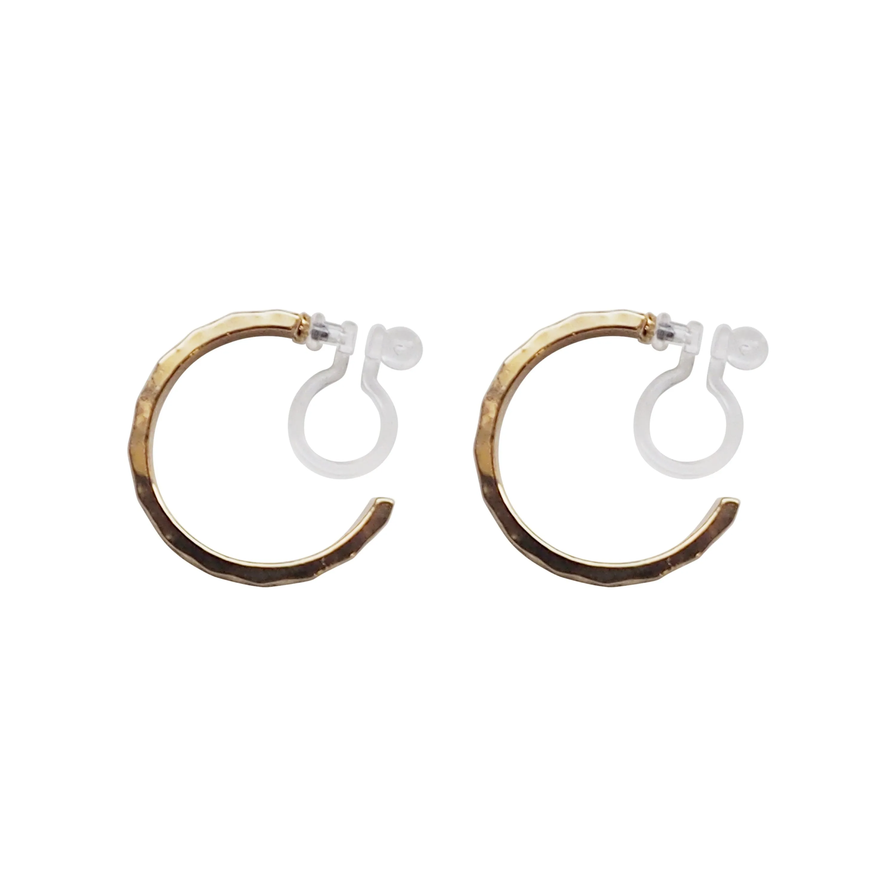 Gold Quilting Invisible Clip On Hoop Earrings
