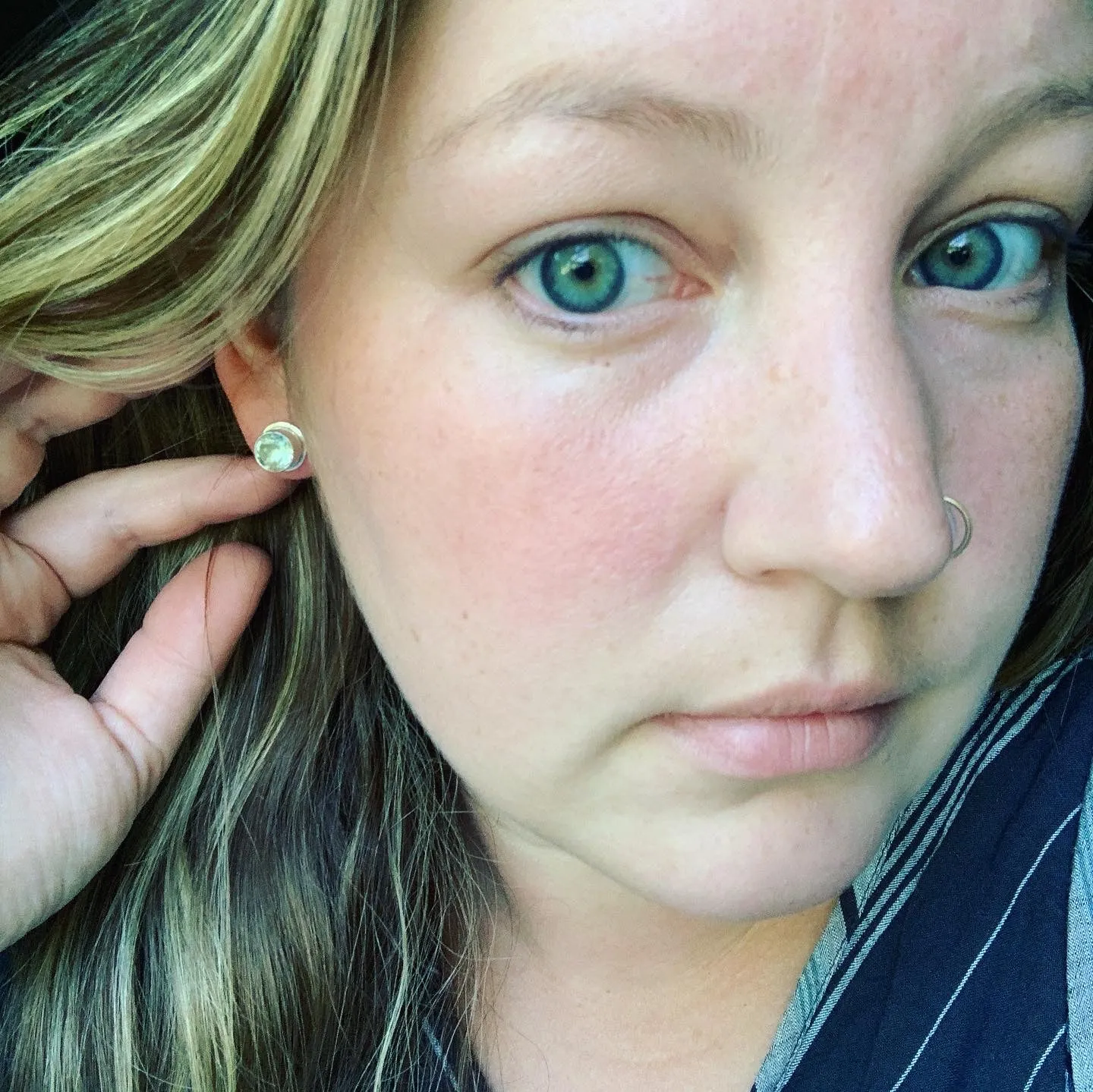 Green Amethyst and Sterling Silver Posts