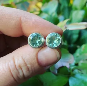 Green Amethyst and Sterling Silver Posts