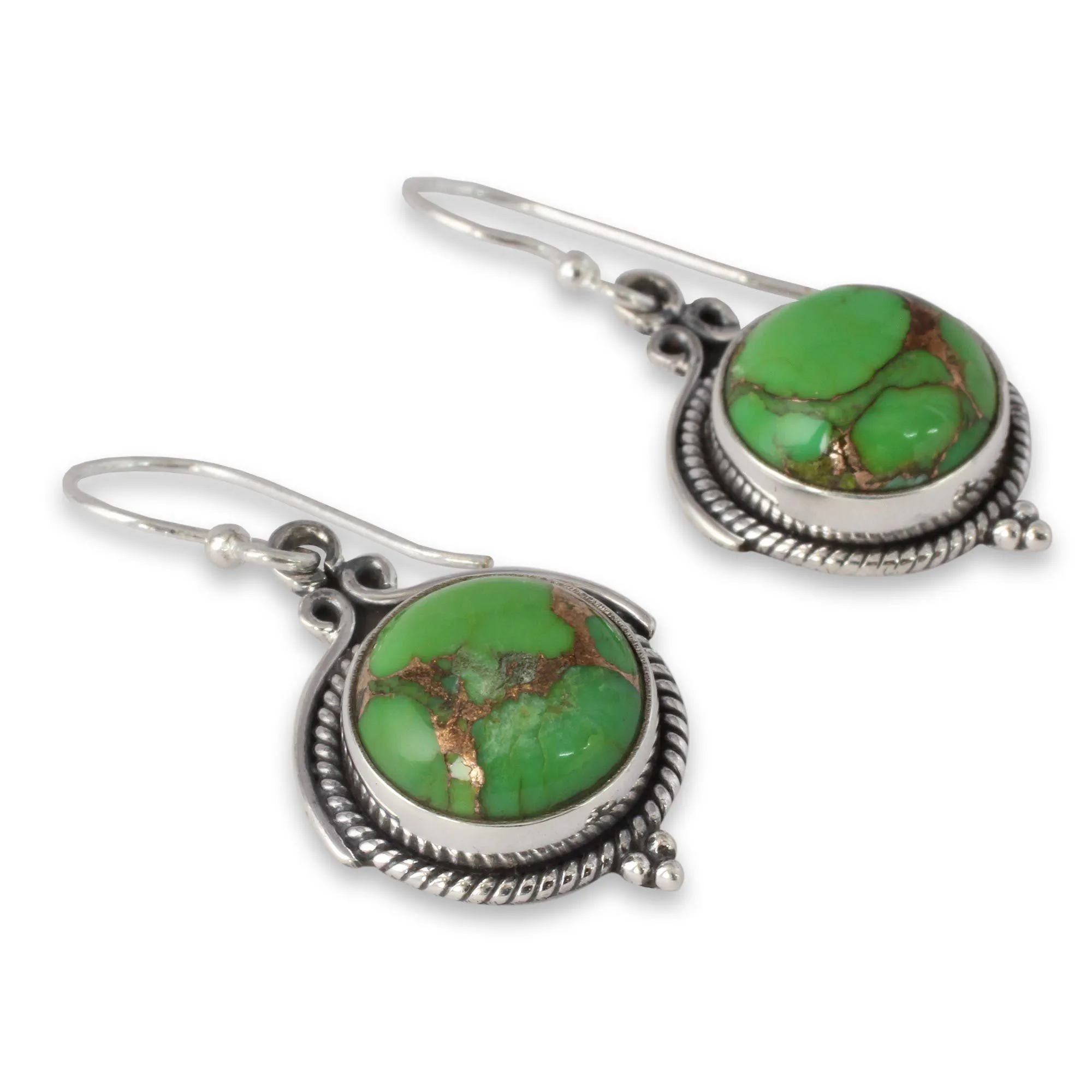 Handcrafted Turquoise & Sterling Silver Dangle Earrings