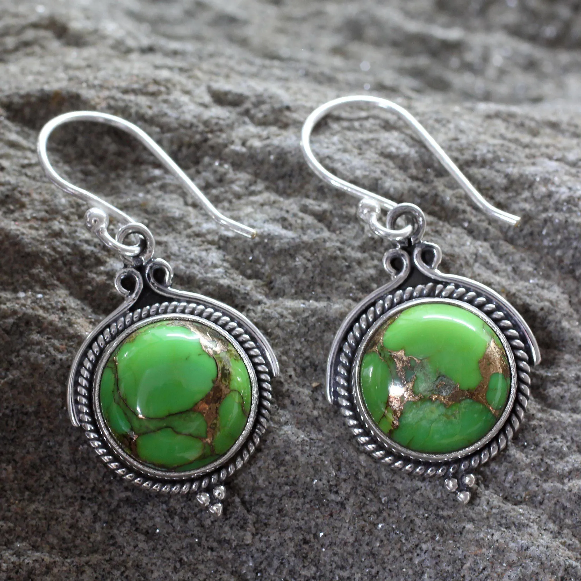 Handcrafted Turquoise & Sterling Silver Dangle Earrings