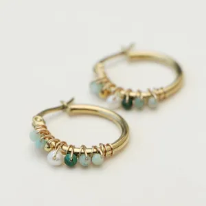 Hoop Earrings Ø20mm Amazonite & Pearl