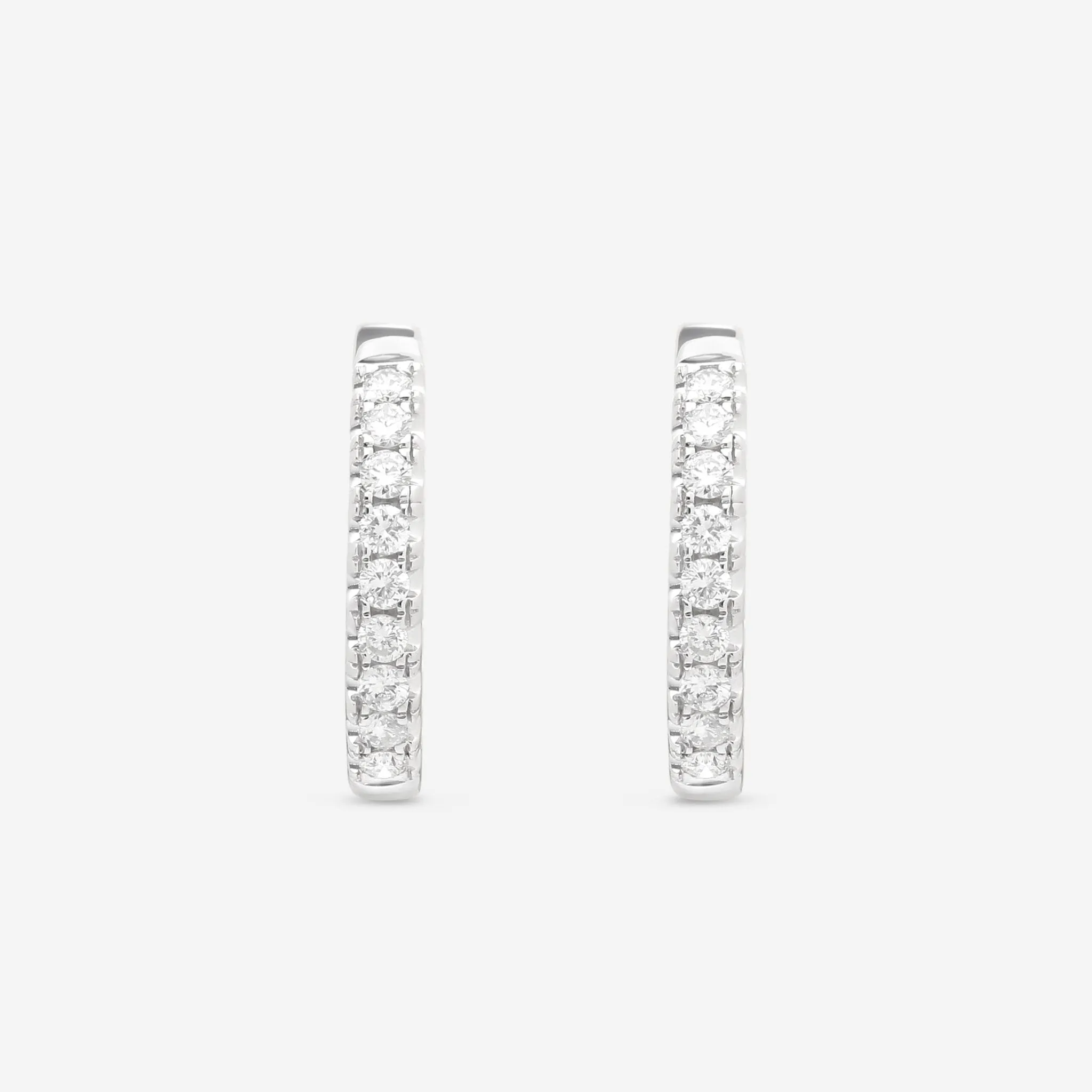 Ina Mar 18K White Gold Inside-Out Diamond 0.75ct.twd Round Hoop Earrings with Vault Lock AER-17278