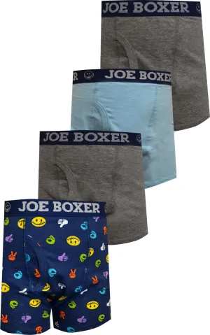 Joe Boxer Kids Colorful Licky Cotton 4 Pack Boxer Briefs