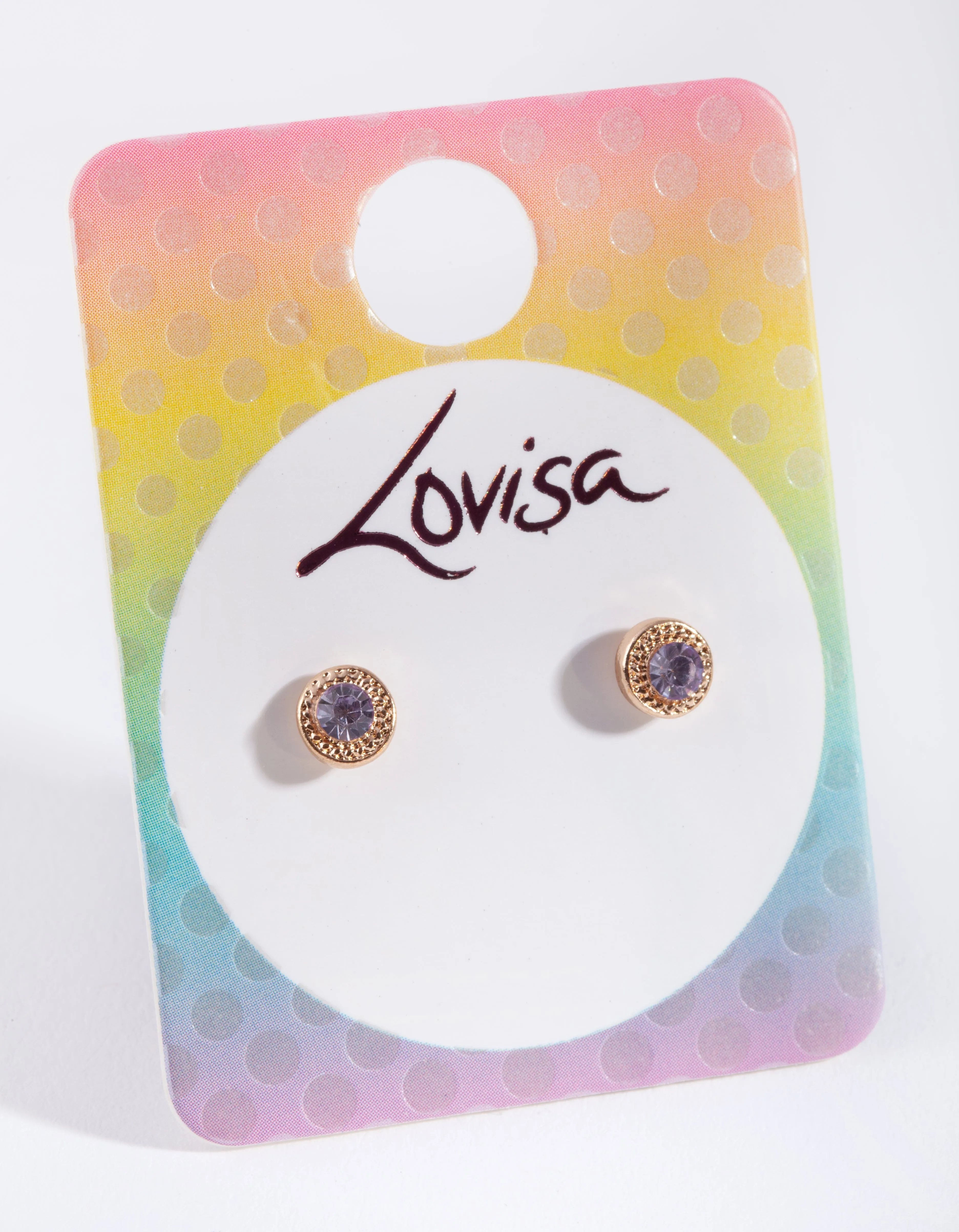 Kids Gold Pink Gem Earrings