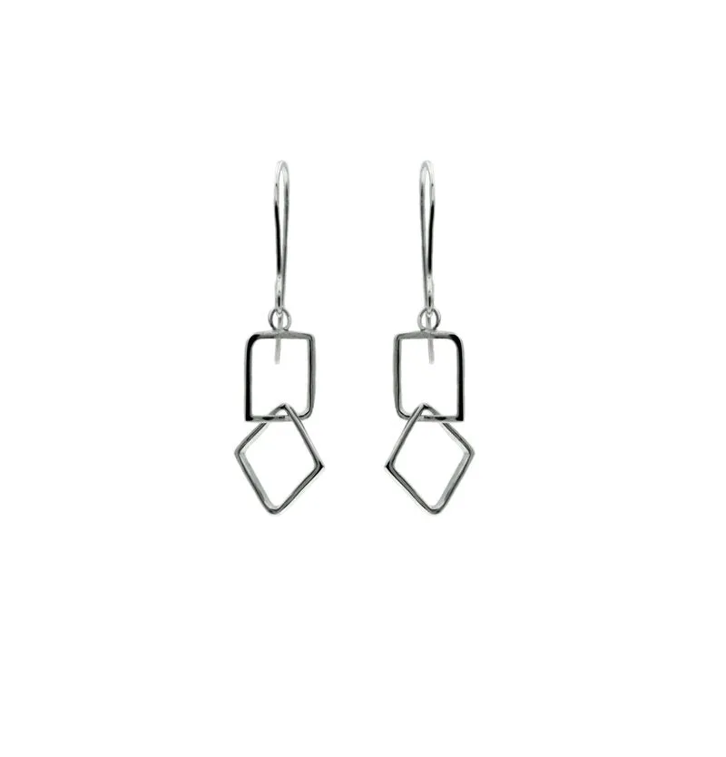 “Le Cheíle” Linked Drop Earrings (squares) - Sterling Silver – Miriam Wade