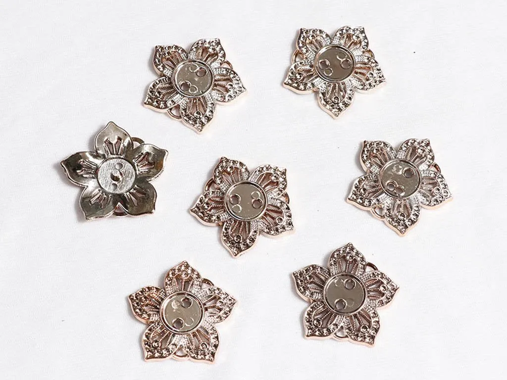 Light Golden Flower Plastic Beads - 38 mm