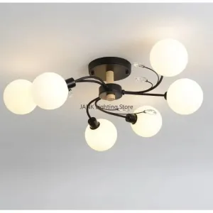 Mansion Glass Art Ceiling Lampshade - LED Nordic Design for Bedroom & Restaurant