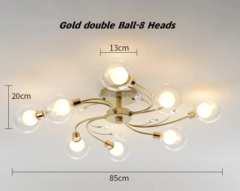 Mansion Glass Art Ceiling Lampshade - LED Nordic Design for Bedroom & Restaurant