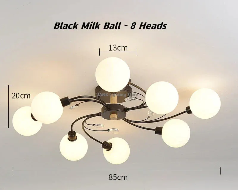 Mansion Glass Art Ceiling Lampshade - LED Nordic Design for Bedroom & Restaurant