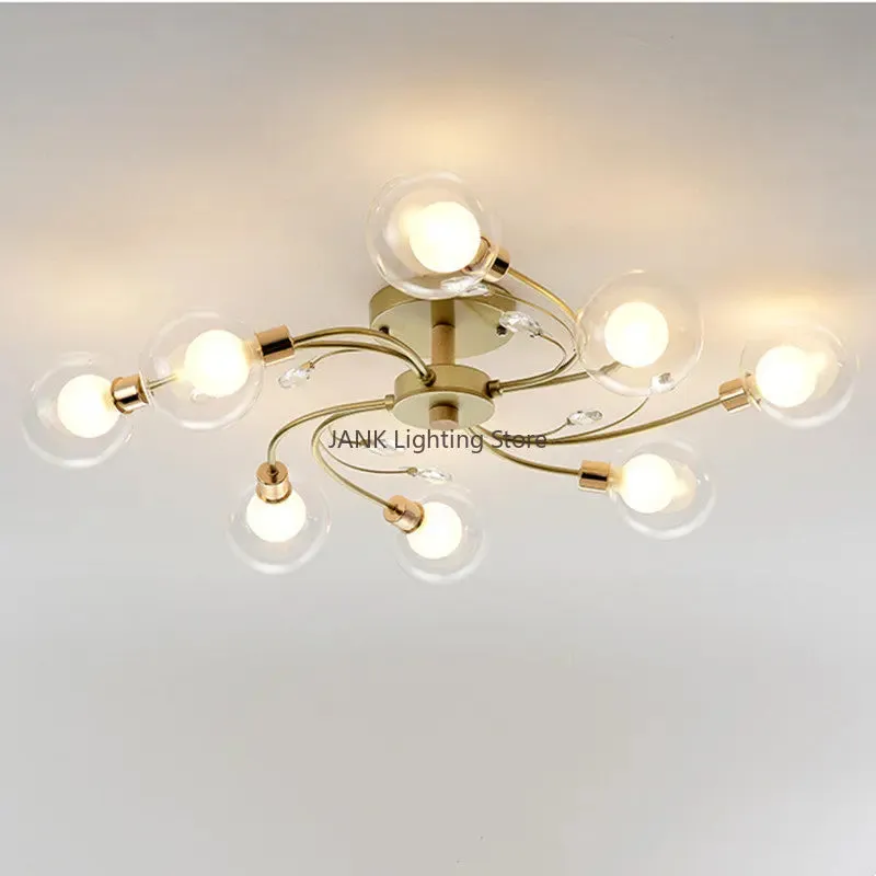 Mansion Glass Art Ceiling Lampshade - LED Nordic Design for Bedroom & Restaurant