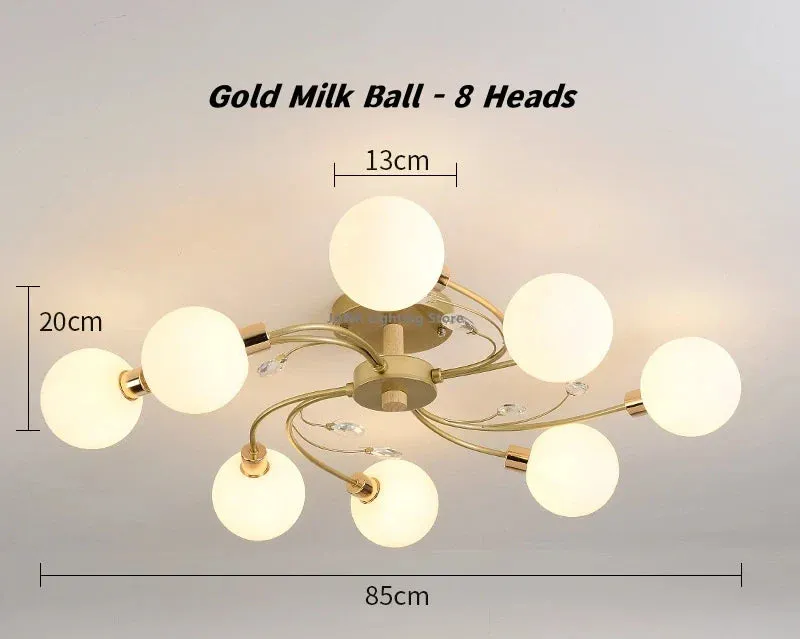 Mansion Glass Art Ceiling Lampshade - LED Nordic Design for Bedroom & Restaurant