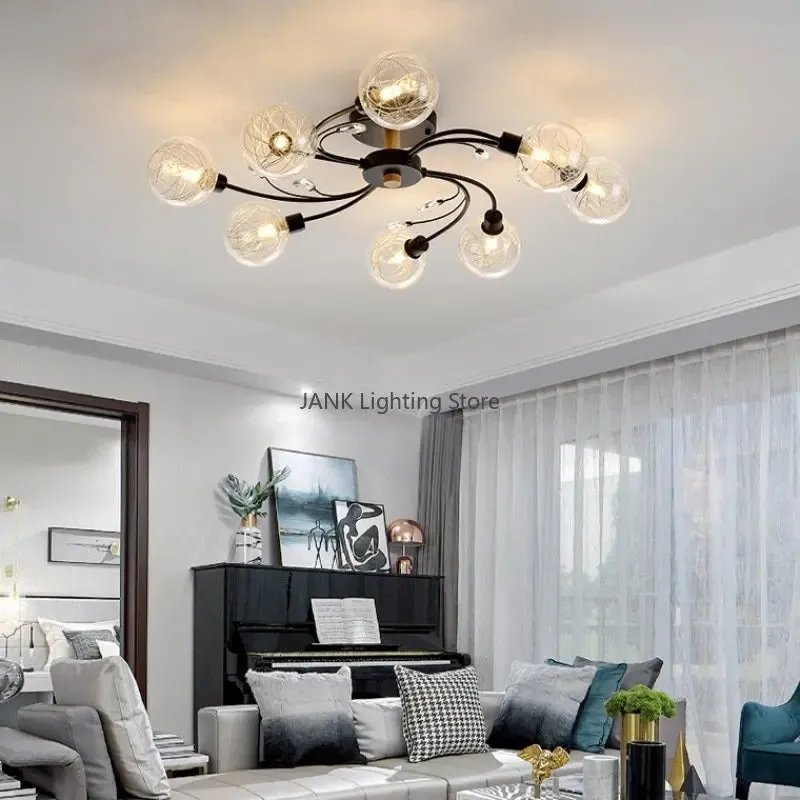 Mansion Glass Art Ceiling Lampshade - LED Nordic Design for Bedroom & Restaurant