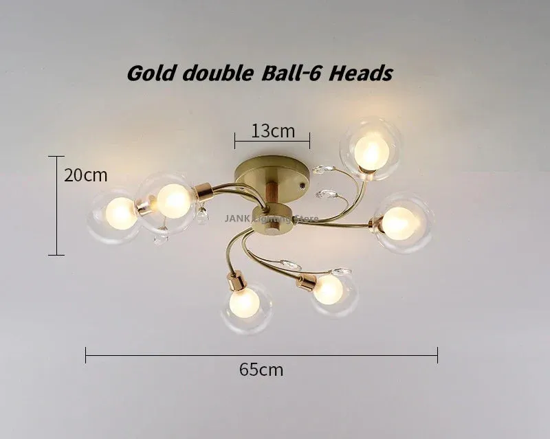 Mansion Glass Art Ceiling Lampshade - LED Nordic Design for Bedroom & Restaurant