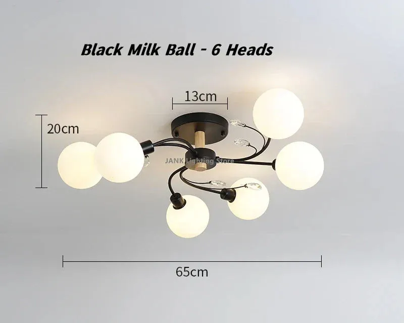 Mansion Glass Art Ceiling Lampshade - LED Nordic Design for Bedroom & Restaurant