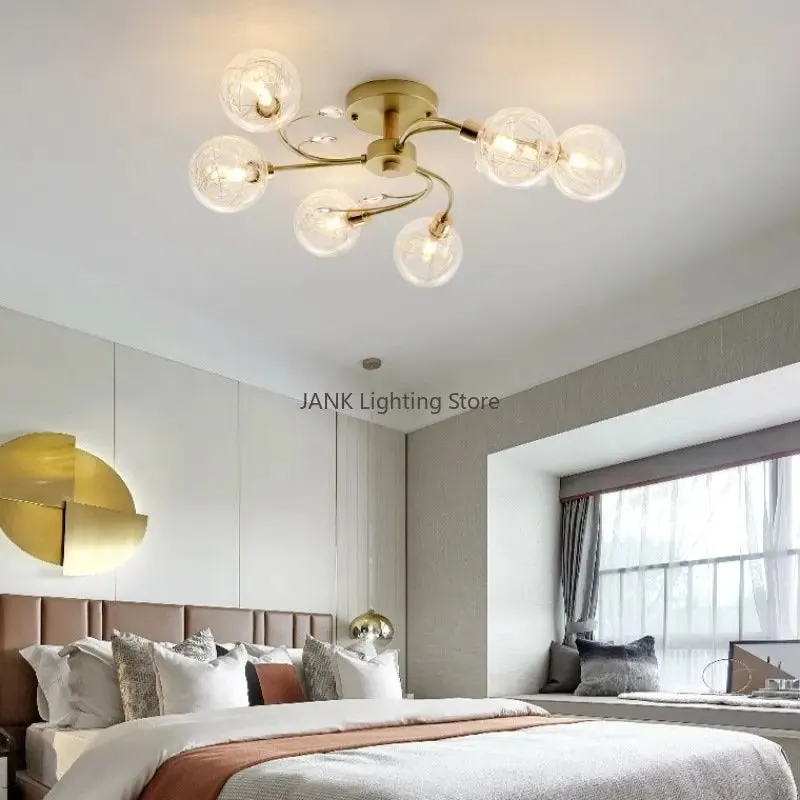 Mansion Glass Art Ceiling Lampshade - LED Nordic Design for Bedroom & Restaurant