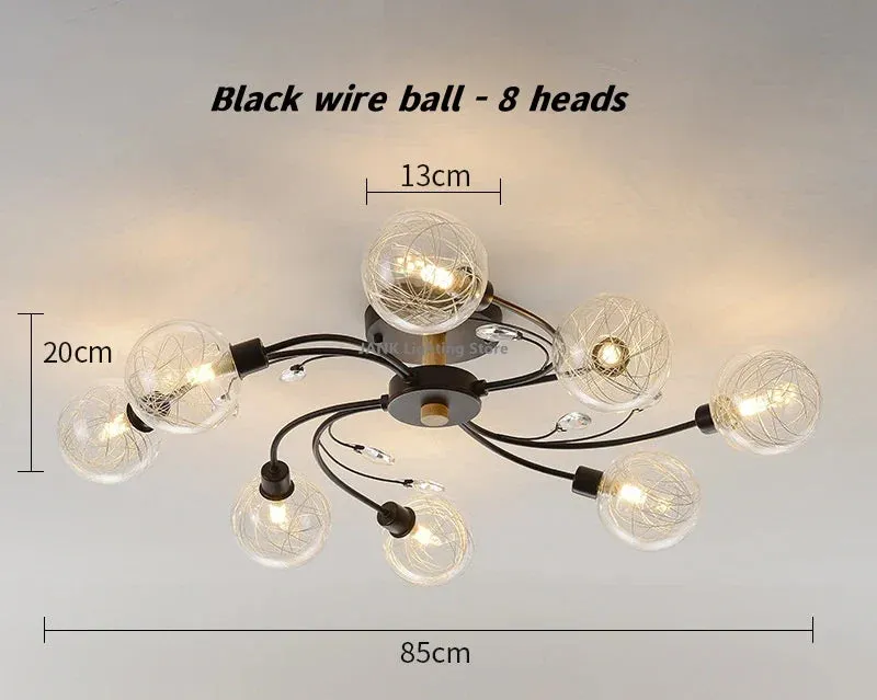 Mansion Glass Art Ceiling Lampshade - LED Nordic Design for Bedroom & Restaurant