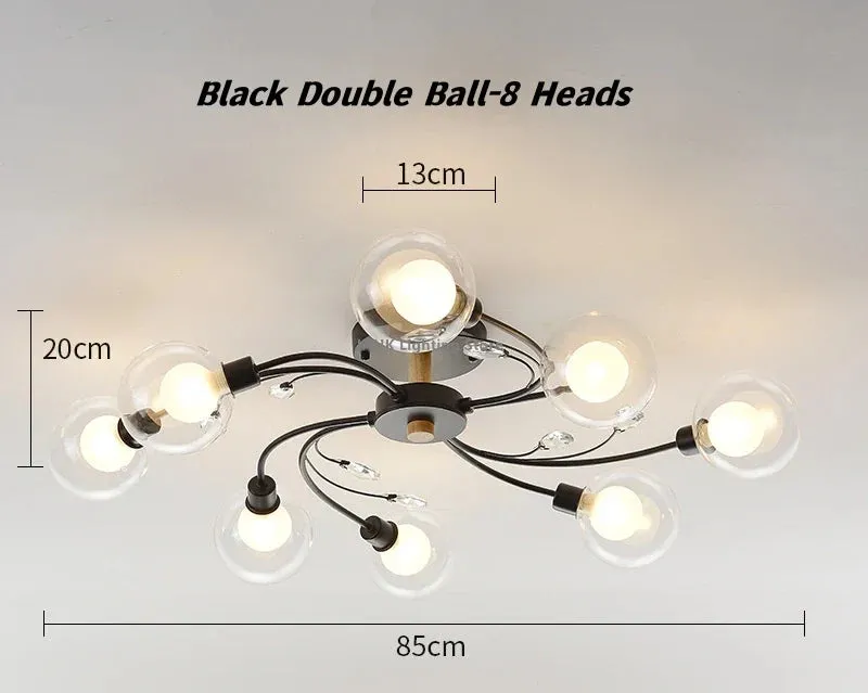 Mansion Glass Art Ceiling Lampshade - LED Nordic Design for Bedroom & Restaurant