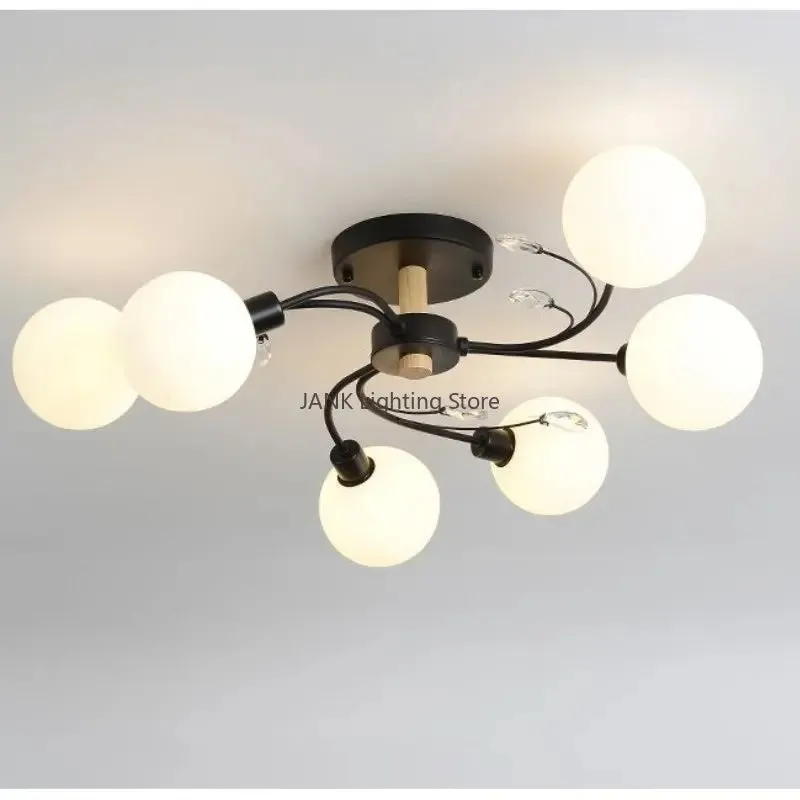 Mansion Glass Art Ceiling Lampshade - LED Nordic Design for Bedroom & Restaurant