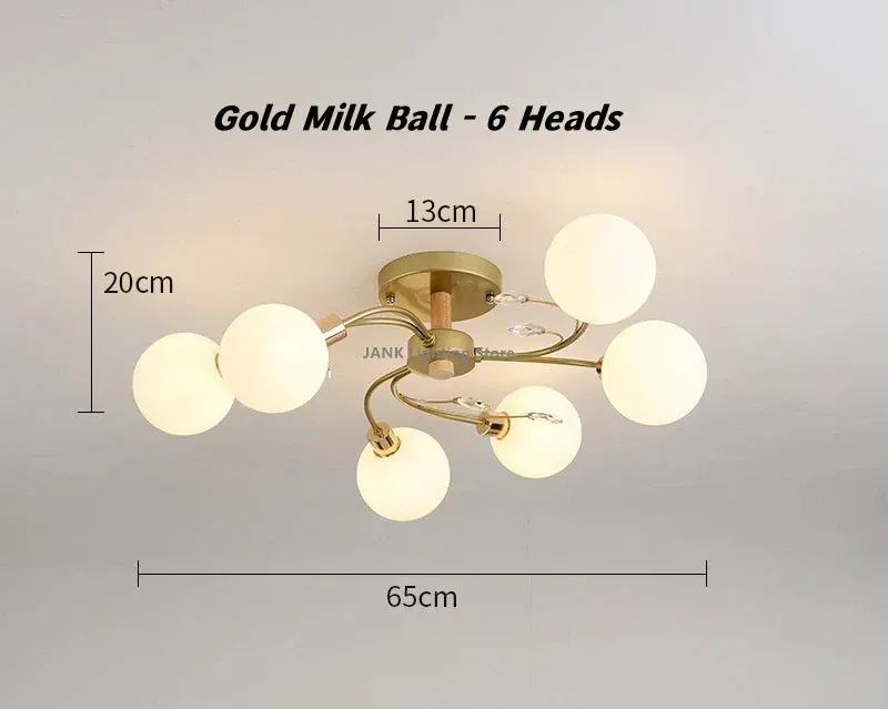 Mansion Glass Art Ceiling Lampshade - LED Nordic Design for Bedroom & Restaurant