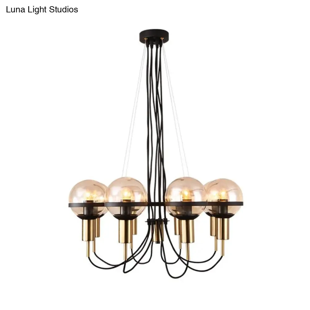 Modern Global Glass Shade Chandelier - 6/8 Lights - Brass - Living Room Ceiling Light
