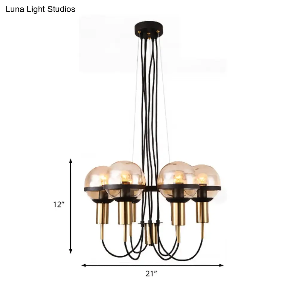 Modern Global Glass Shade Chandelier - 6/8 Lights - Brass - Living Room Ceiling Light