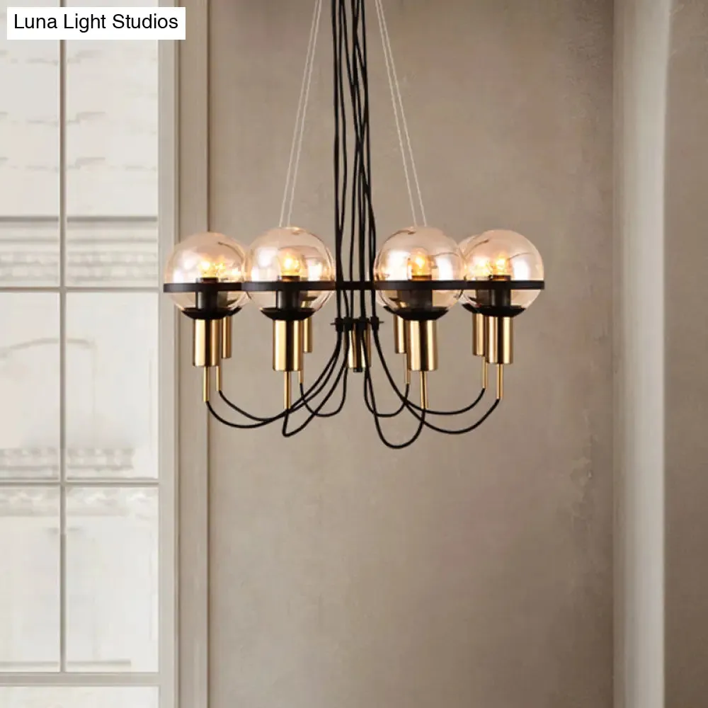 Modern Global Glass Shade Chandelier - 6/8 Lights - Brass - Living Room Ceiling Light