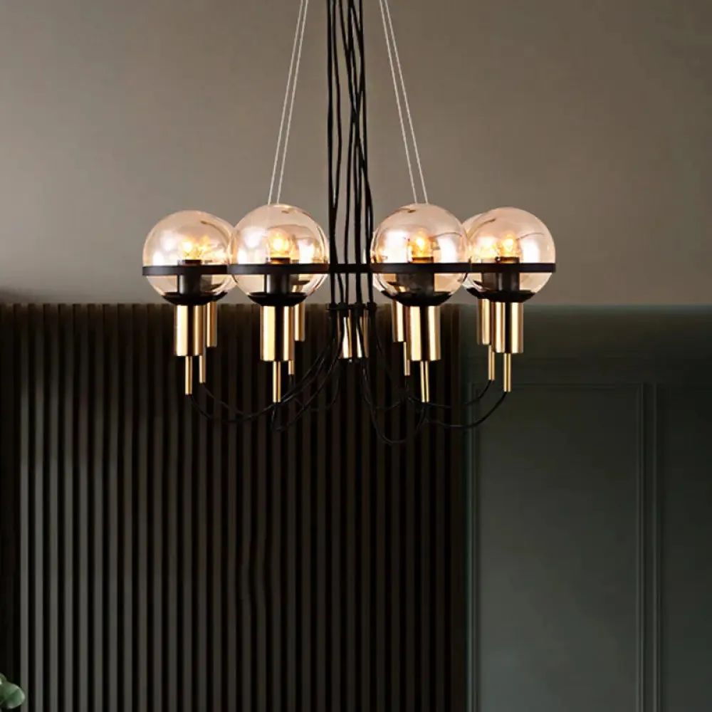Modern Global Glass Shade Chandelier - 6/8 Lights - Brass - Living Room Ceiling Light