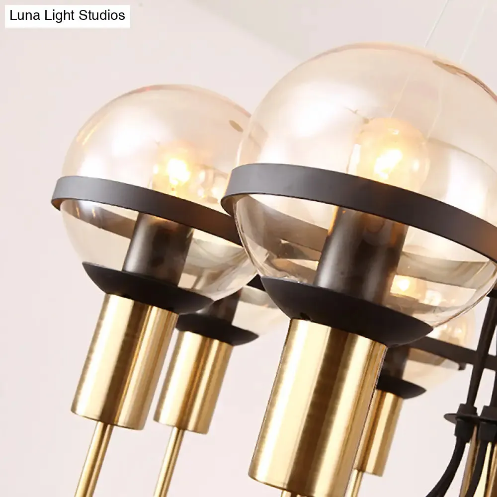 Modern Global Glass Shade Chandelier - 6/8 Lights - Brass - Living Room Ceiling Light