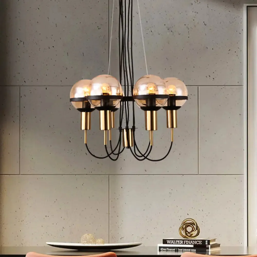 Modern Global Glass Shade Chandelier - 6/8 Lights - Brass - Living Room Ceiling Light