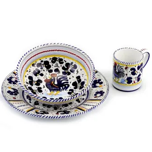 ORVIETO BLUE ROOSTER: Pre Pack Dinner Plate   Coupe Bowl   Mug