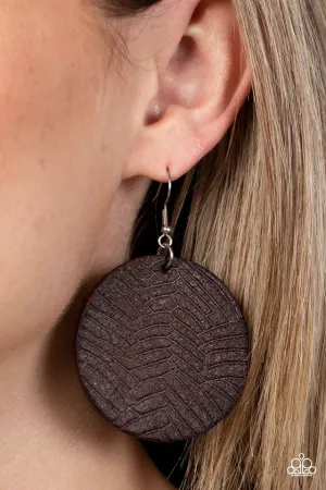 Paparazzi Earring ~ Leathery Loungewear - Brown
