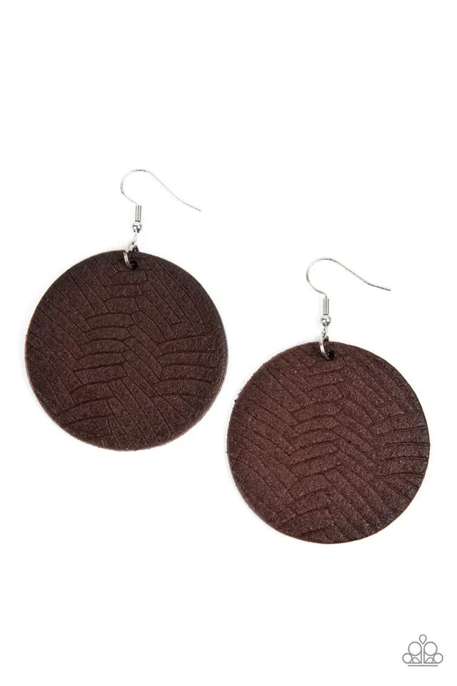 Paparazzi Earring ~ Leathery Loungewear - Brown