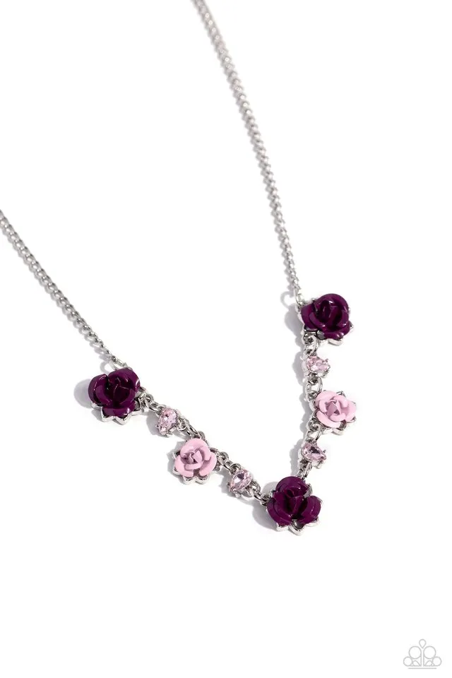 Paparazzi Necklace ~ Strike a ROSE - Purple