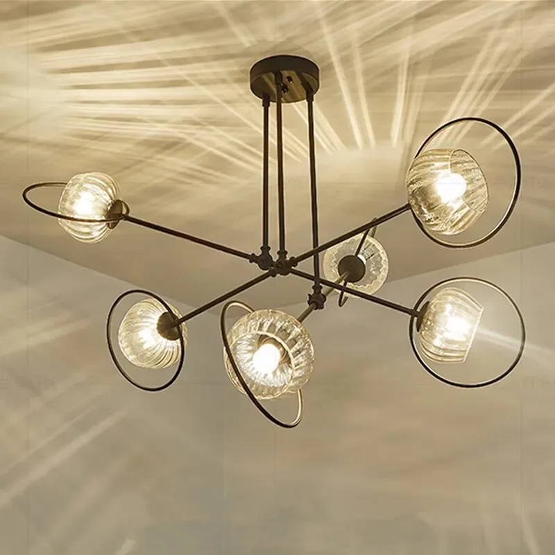 Paris - Nordic Lustre Gold Metal LED Chandelier: Elegant Glass Pendant Lighting for Living Spaces
