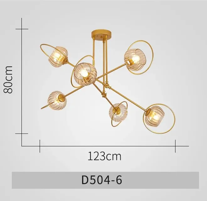 Paris - Nordic Lustre Gold Metal LED Chandelier: Elegant Glass Pendant Lighting for Living Spaces