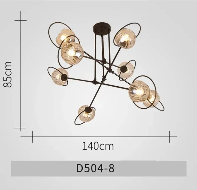 Paris - Nordic Lustre Gold Metal LED Chandelier: Elegant Glass Pendant Lighting for Living Spaces