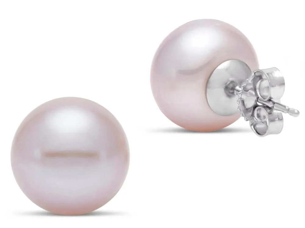 Pink Button Freshwater Pearl Stud Earrings by Mastoloni