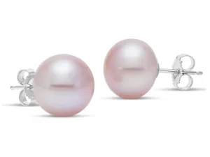 Pink Button Freshwater Pearl Stud Earrings by Mastoloni