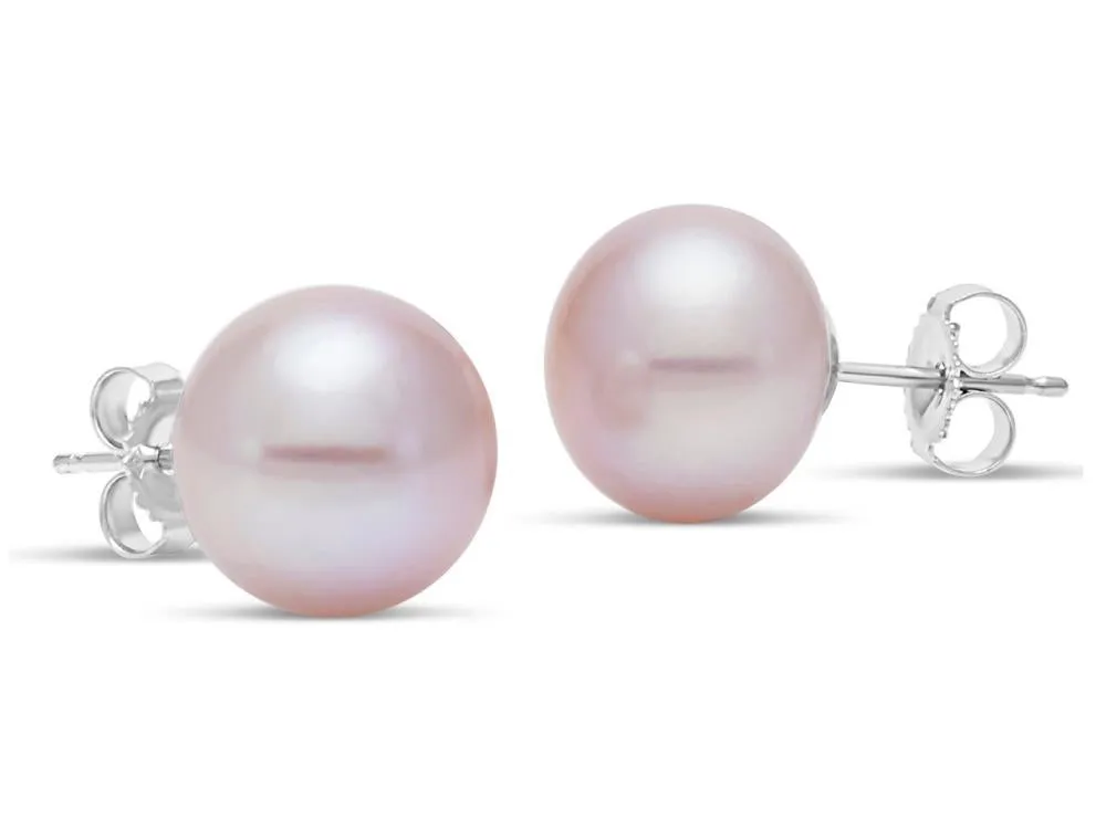 Pink Button Freshwater Pearl Stud Earrings by Mastoloni