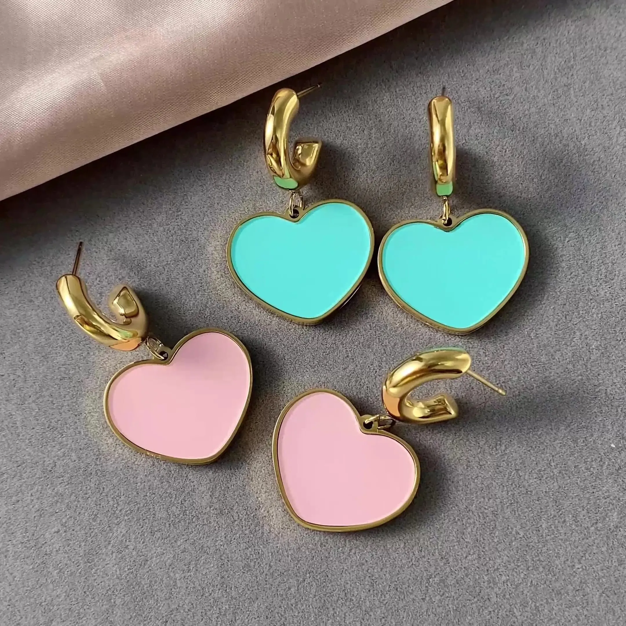 Pink Heart Earrings