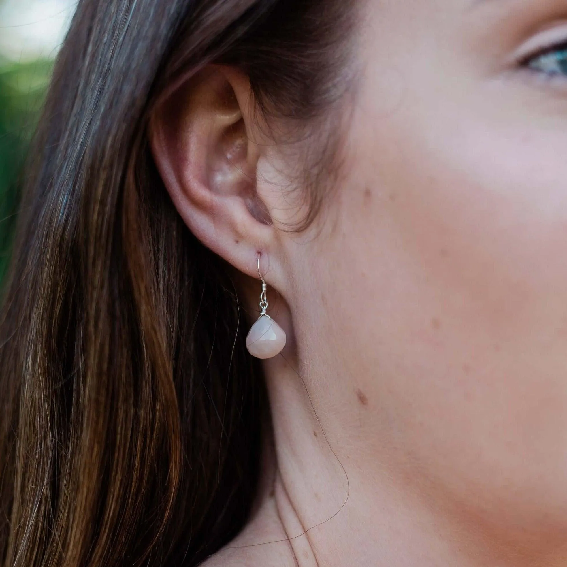 Pink Peruvian Opal Tiny Teardrop Earrings & Necklace Set