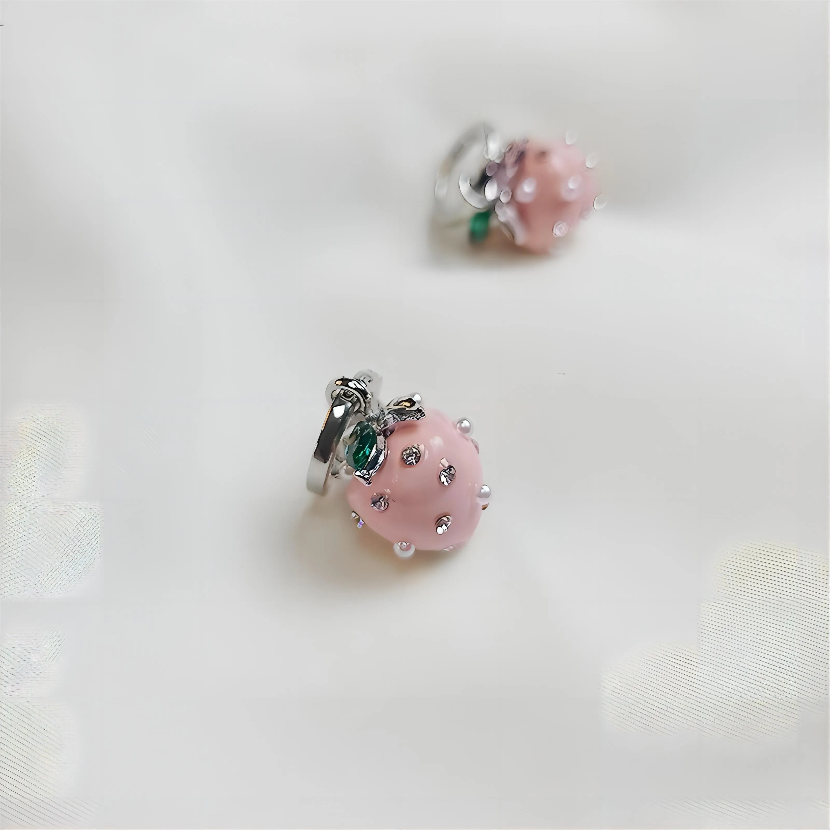 Pink Strawberry Huggie Hoop Earrings