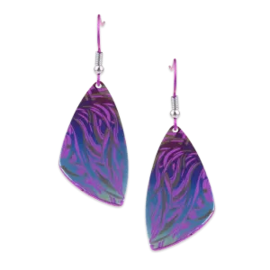 Pink Titanium 19x35mm Patterned Sail Drop Earrings