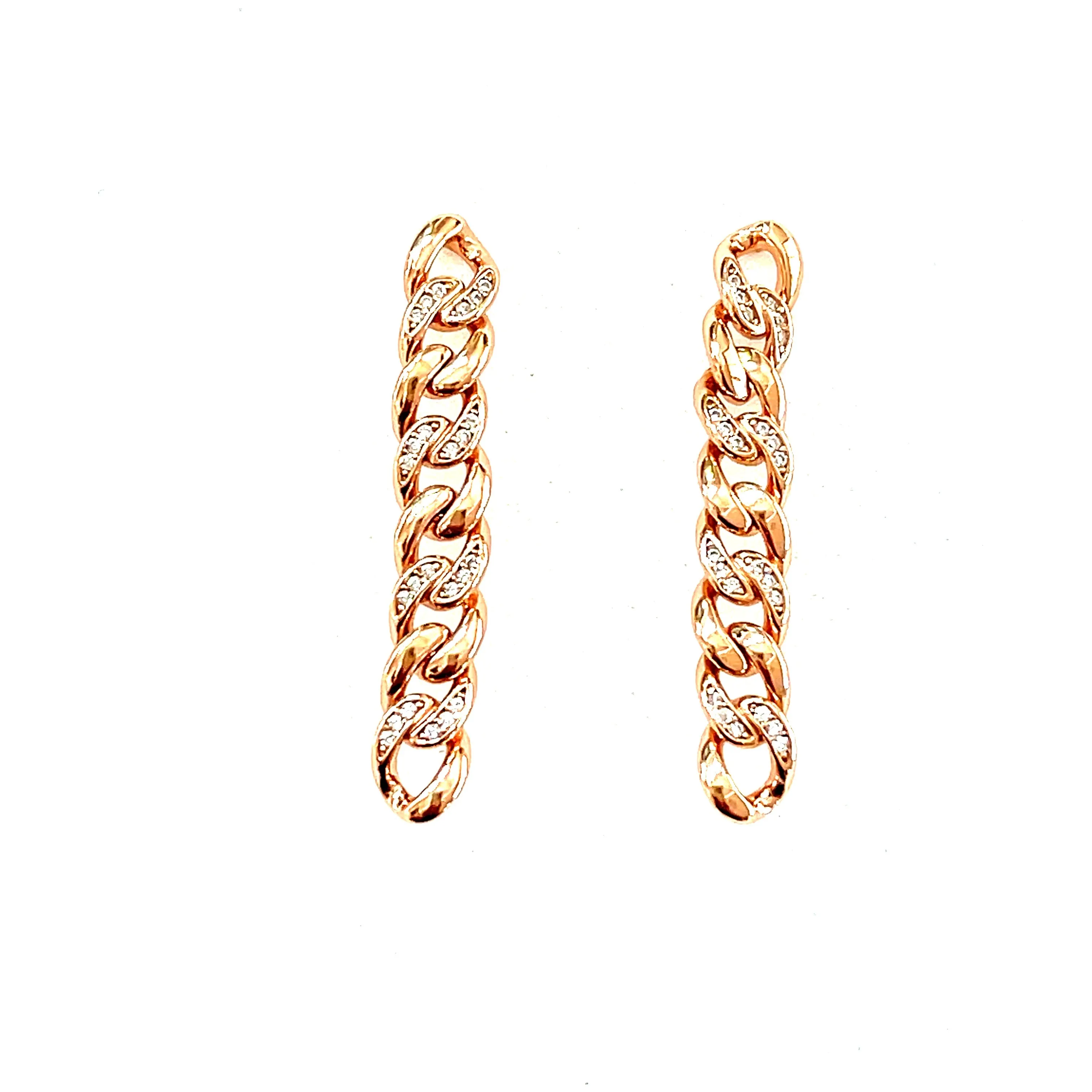 Precious Metal Plated Sterling Silver Elegant Link Drop Earrings