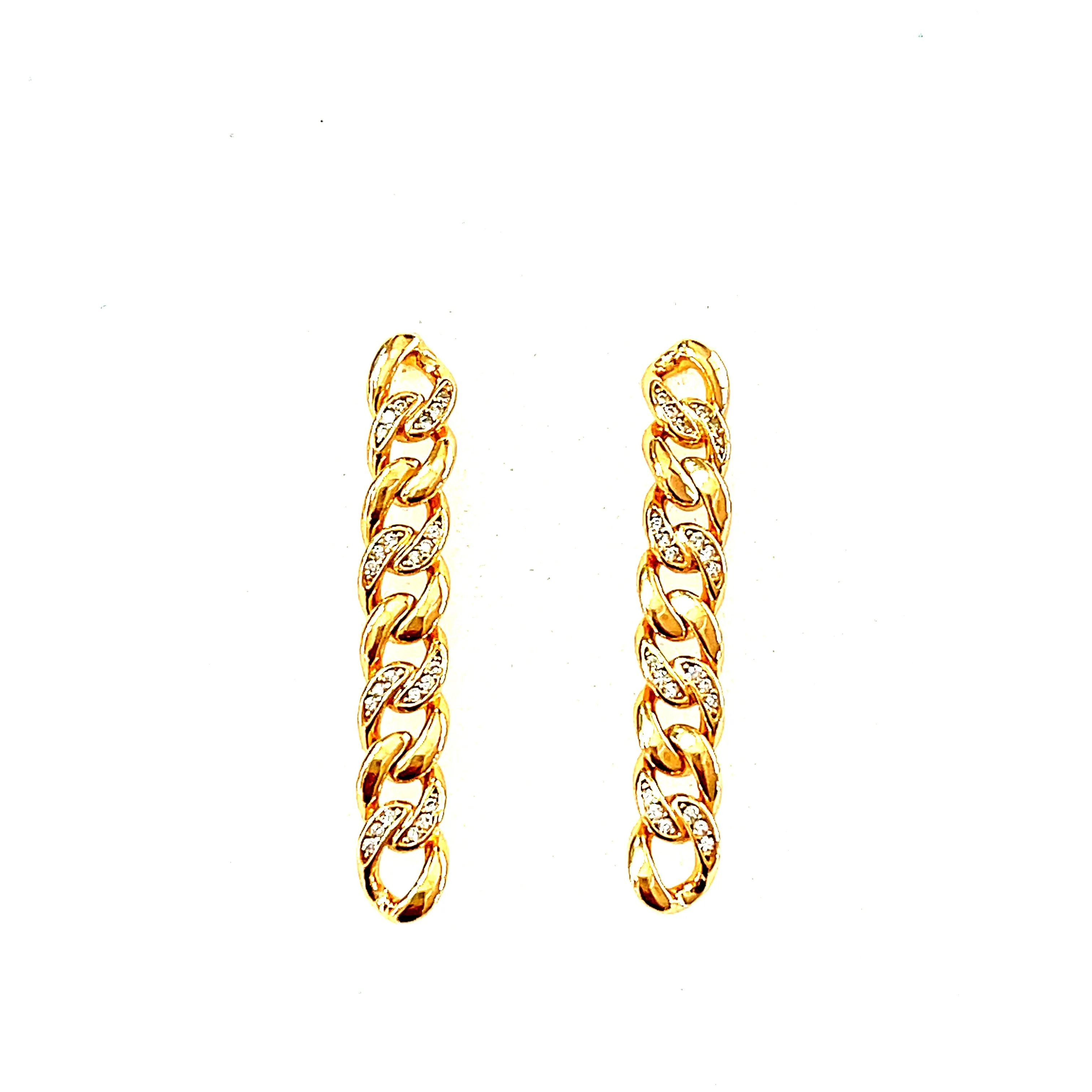 Precious Metal Plated Sterling Silver Elegant Link Drop Earrings