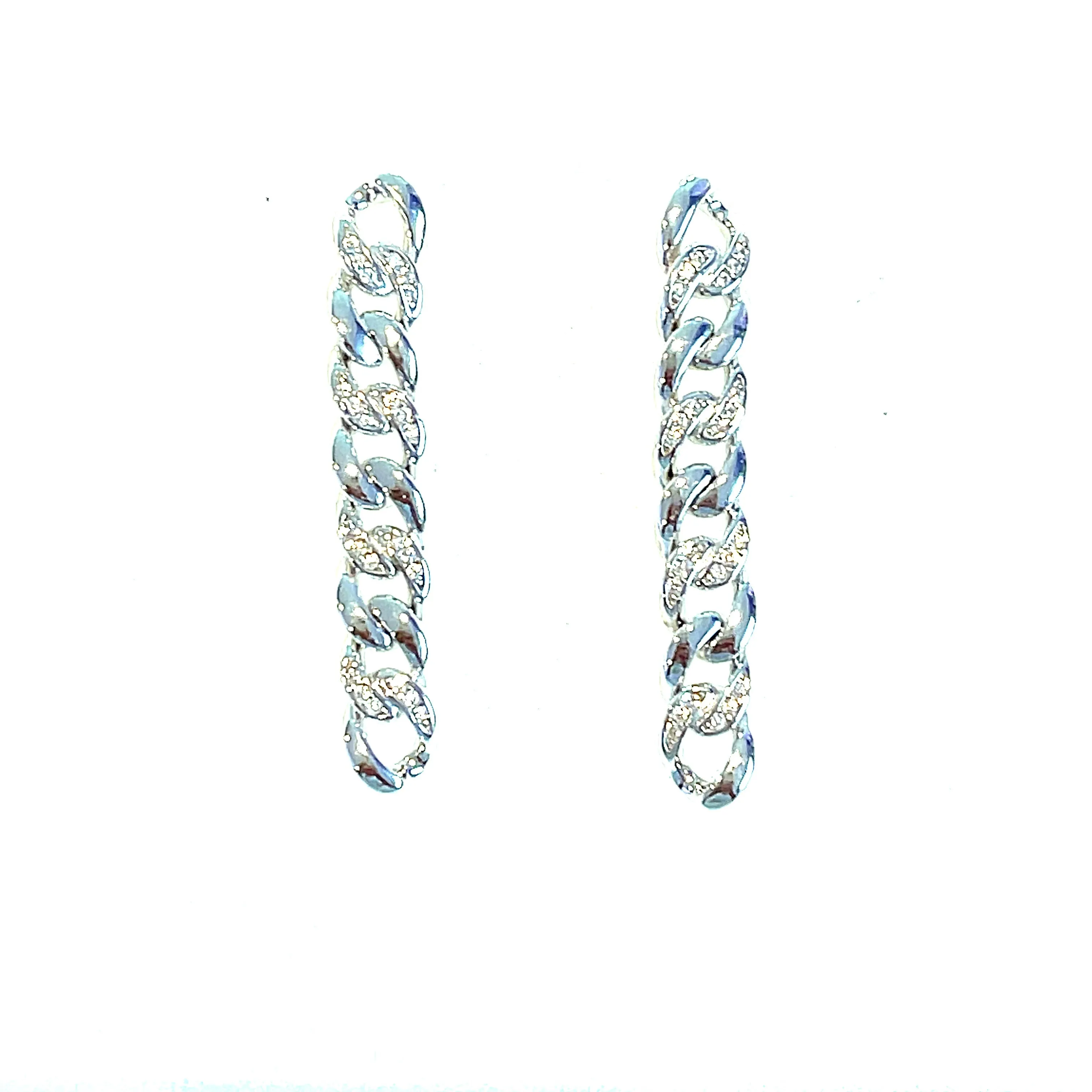 Precious Metal Plated Sterling Silver Elegant Link Drop Earrings