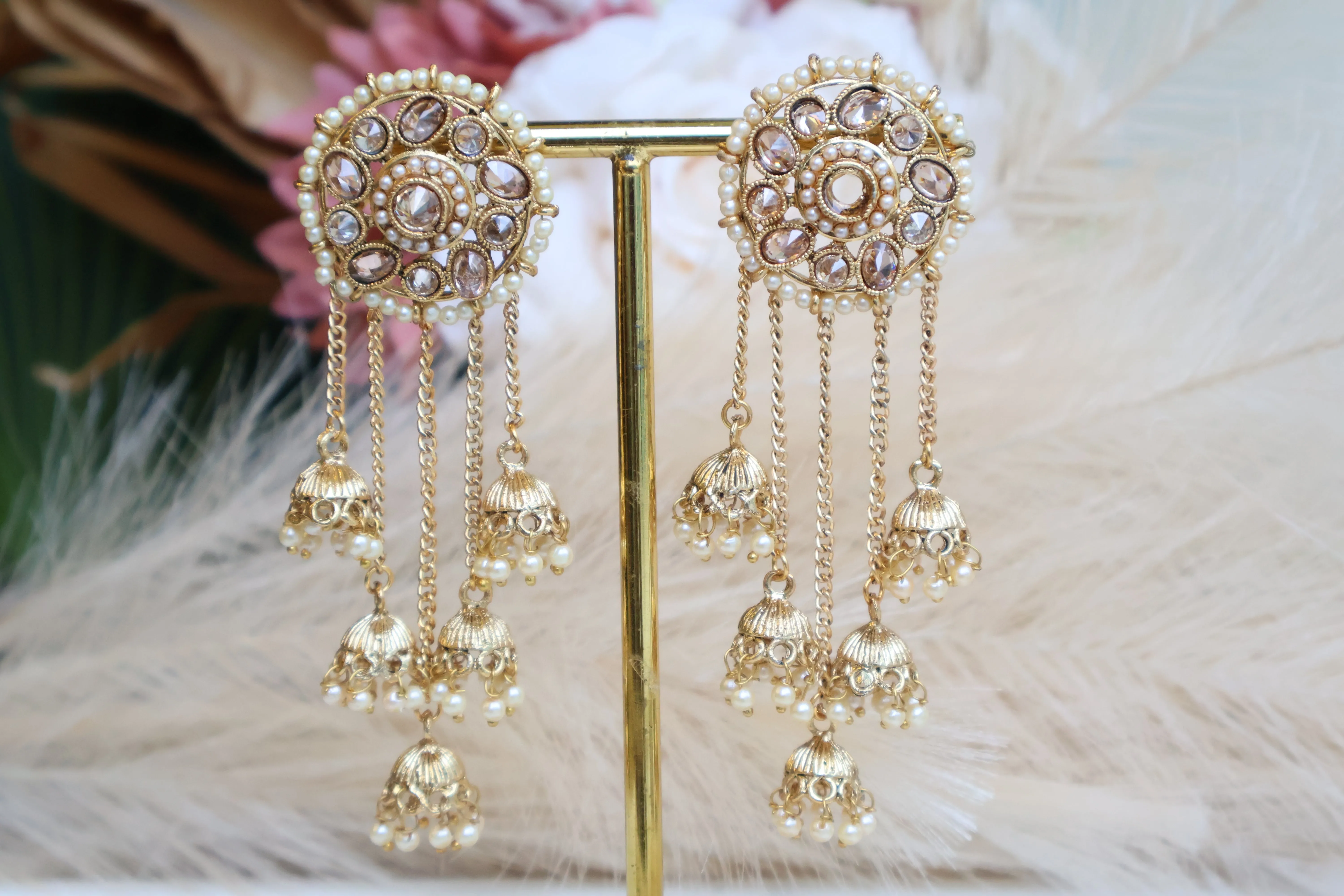 Ramya Circle Chain Beaded Jhumka