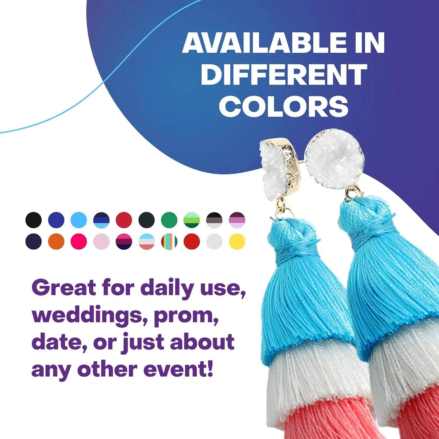 Rave Envy Colorful Tassel Earrings for Women - Layered Tassle Earrings - Choice of Color